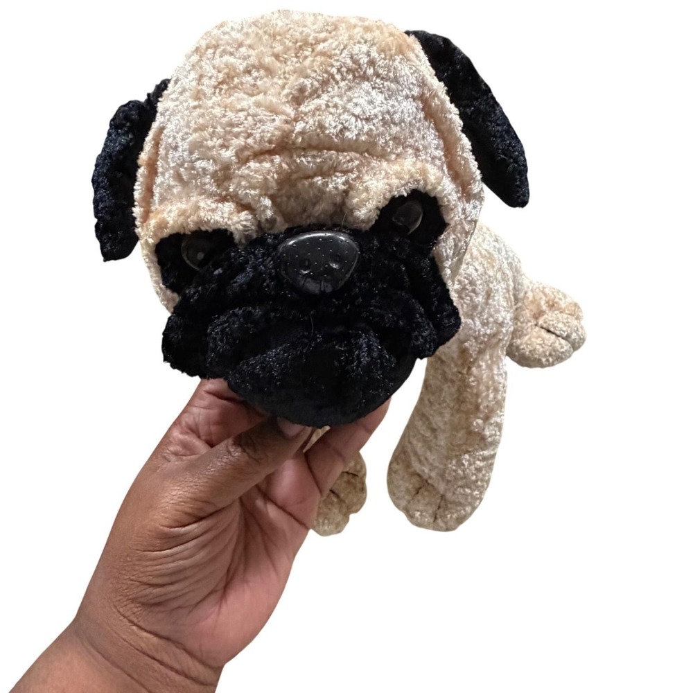 Carousel Toy Pug Dog Plush Stuffed Animal Tan Black 22 Inch Realistic Soft Toy